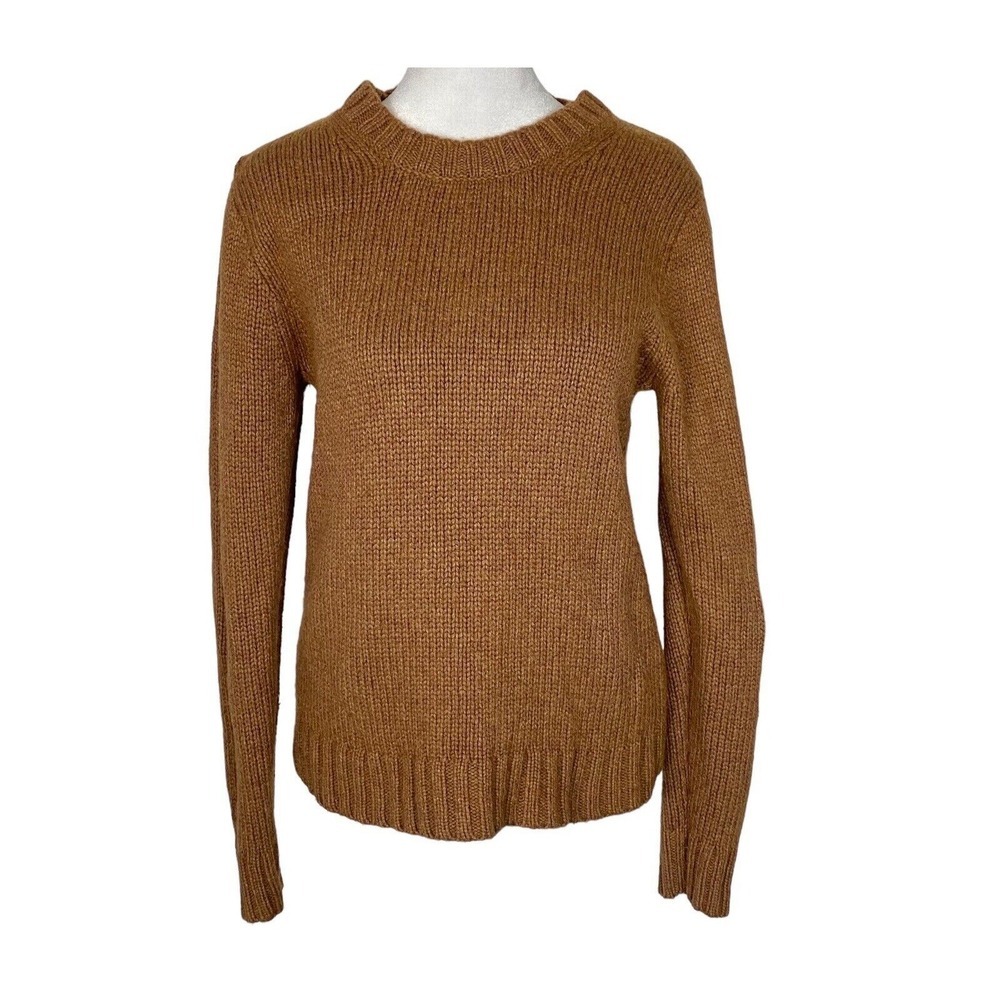 J CREW Women Wool Blend Crew Neck Pullover Long Sleeve Sweater Sz M Brown 38-10